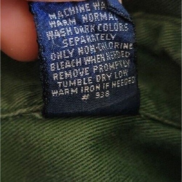 Lands End Mens XL 17 Shirt Button Up Green Logo Short Sleeve Canvas Duck Vtg 90s - Picture 4 of 12